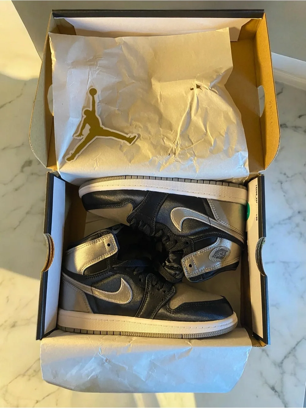 Nike Kids High-Top Sneakers in Black and Silver Metallic